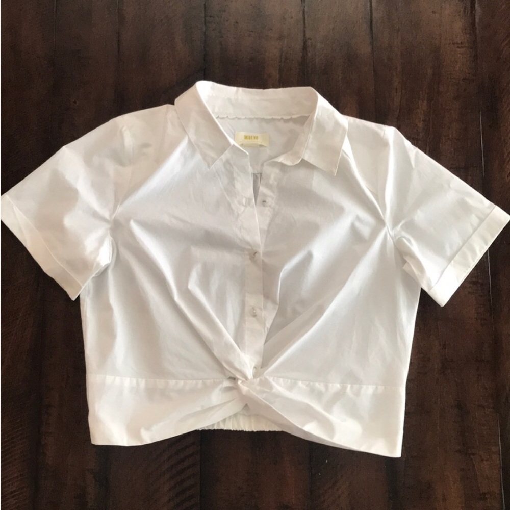 Maeve cotton button down with twist front